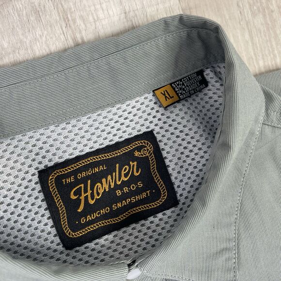 Howler Bros Gaucho Snapshirt Mens XL Green Floral Embroidery Western Vented P - Picture 5 of 9